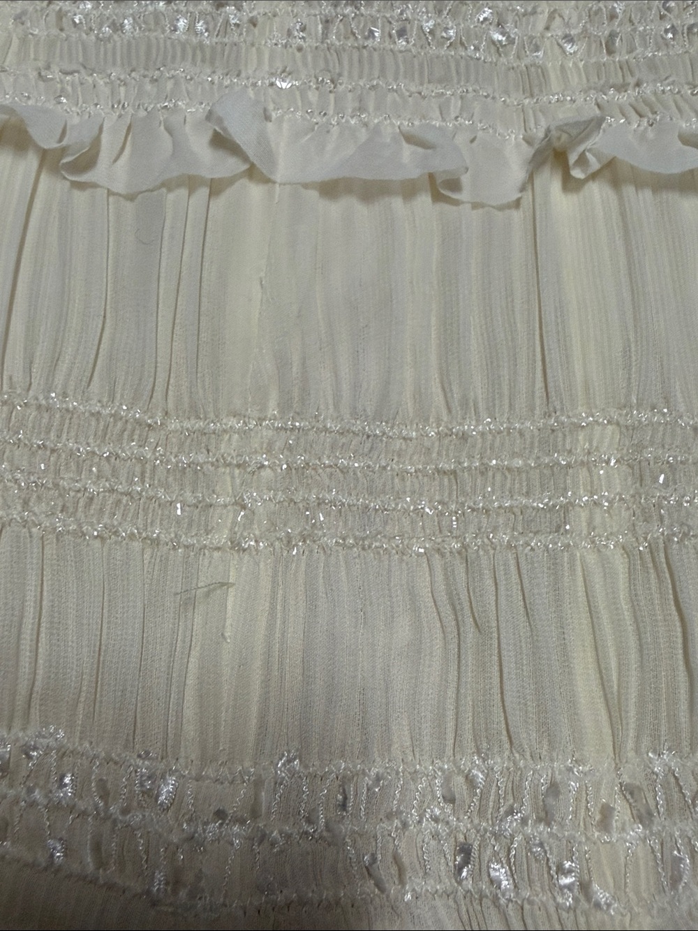 House of CB Cream Strapless Lace-Up Smocked Bustier - Picture 8 of 9